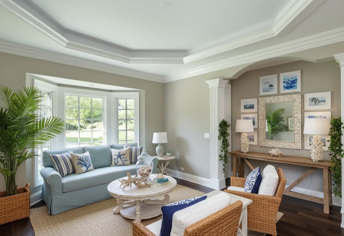 Staged room in eclectic style